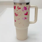 40 Oz Tumbler With Handle Straw Insulated, Stainless Steel Spill Proof Vacuum Coffee Cup Tumbler With Lid Tapered Mug Gifts For Valentine Lover Suitable For Car Gym Office Travel